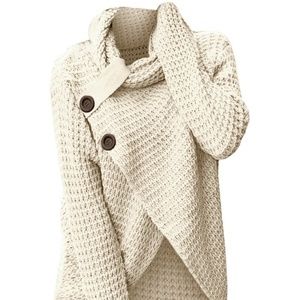 Plus Size Cowl Neck Asymmetric Chunky Sweater